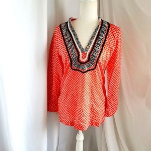 Cynthia Rowley boho embrodered v neck colorful small flowy long sleeve colorful